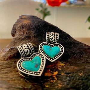 Sterling silver and turquoise heart shaped earrings